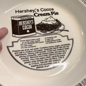 Rare Hershey’s Coco Cream Pie plate with recipe. Royal China Company. Vintage